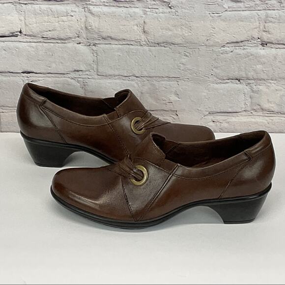 Clarks Bendables Women's Size 11 Brown Leather Ruching Minimalist Shootie Casual - Picture 8 of 12